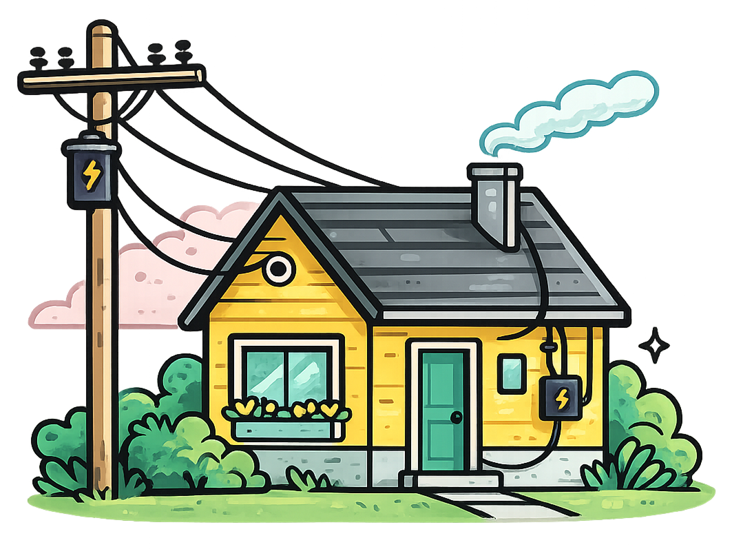 House connected to electricity grid